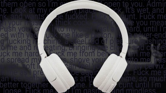 Audio porn - headphones over erotic fiction text