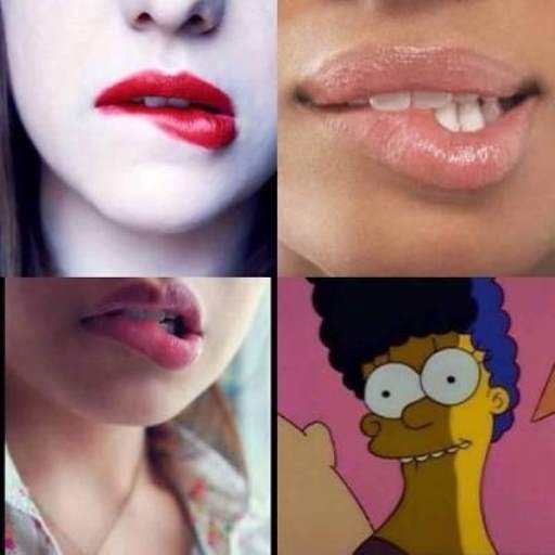 Sex meme: Sexy expectations: 3 pictures of sex lip biting and one of Marge Simpson trying hard to look sexy biting her lip
